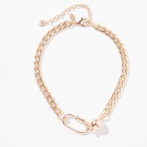 NWT  Chico’s Gold Tone Carabiner Neckalce